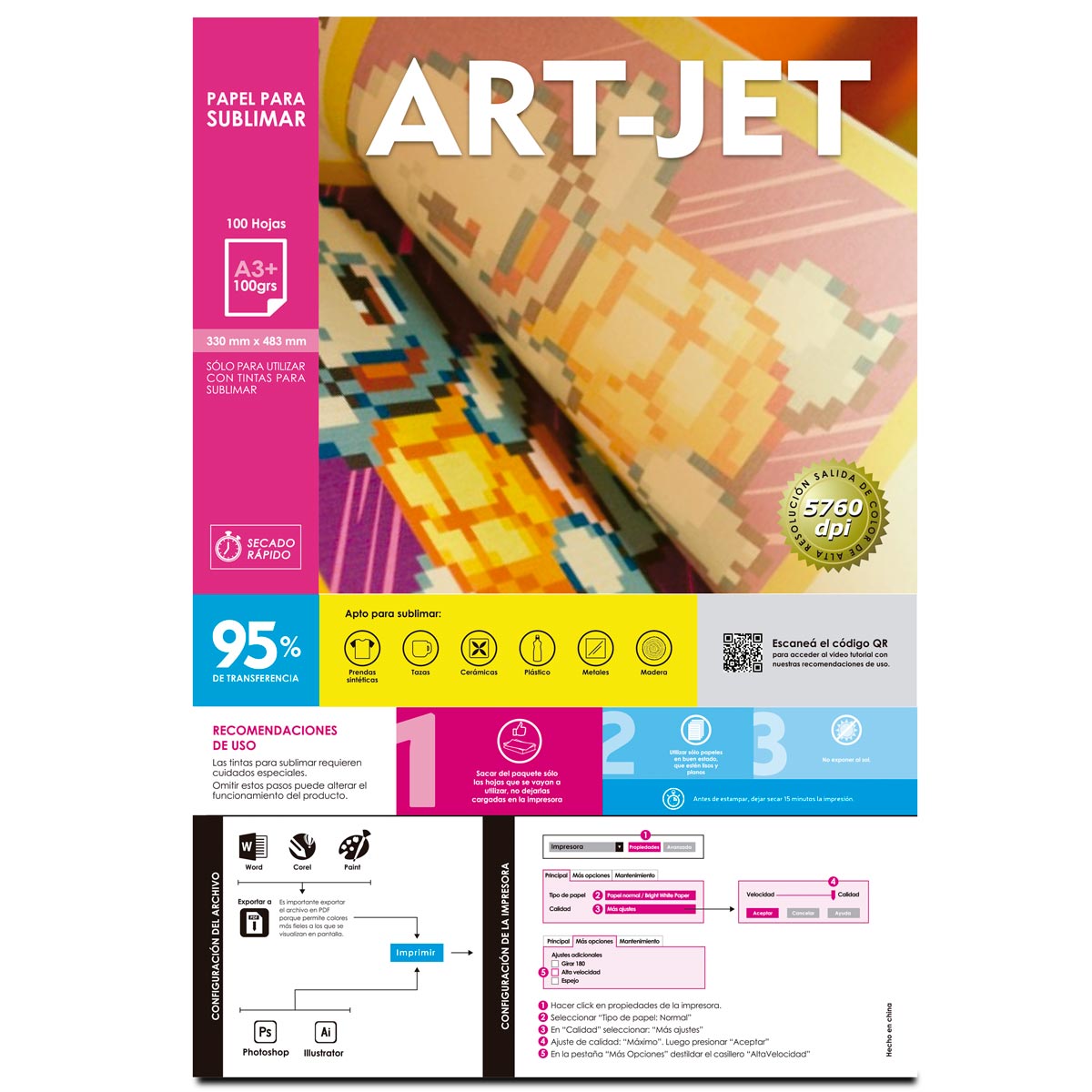Papel Para Sublimar Tricapa - Art-Jet® - A3 - 100 Hojas